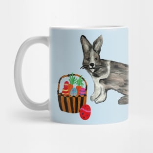 Black and White Rabbit with Easter Basket Painting Mug